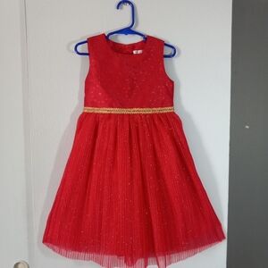 Tahari Girl Red And Gold Formal Or Party Dress Size 5-6